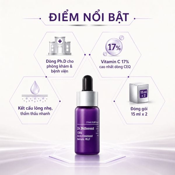 Tinh chất sáng da, mờ thâm, mờ nhăn, chống oxy hoá chuyên biệt Dr.Different CEQ Anti-Oxidant Serum Ph.D