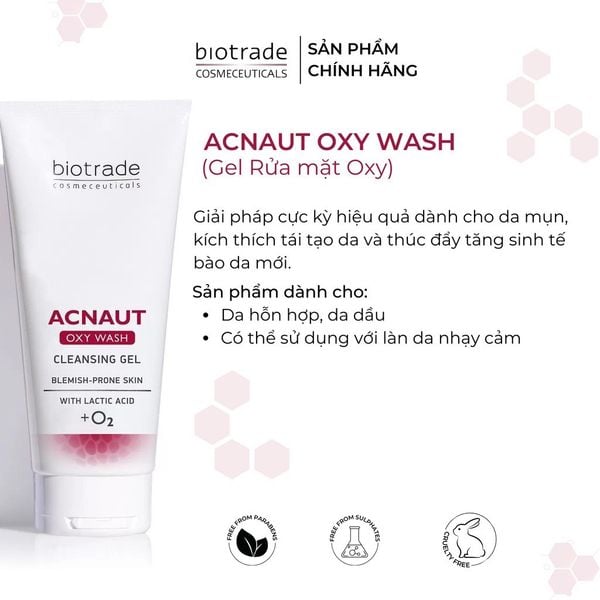 Gel rửa mặt Biotrade Acnaut Oxy Wash Cleansing Gel
