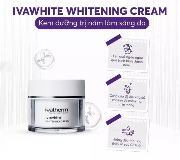 Kem dưỡng mờ nám làm sáng da Ivatherm Ivawhite Whitening Cream