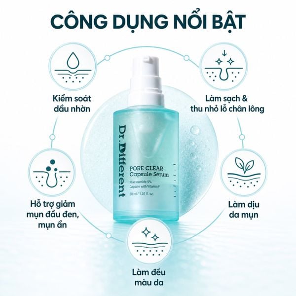 Tinh chất làm sáng da và điều tiết bã nhờn Dr.Different Pore Clear Capsule Serum