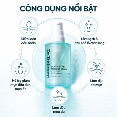 Tinh chất làm sáng da và điều tiết bã nhờn Dr.Different Pore Clear Capsule Serum