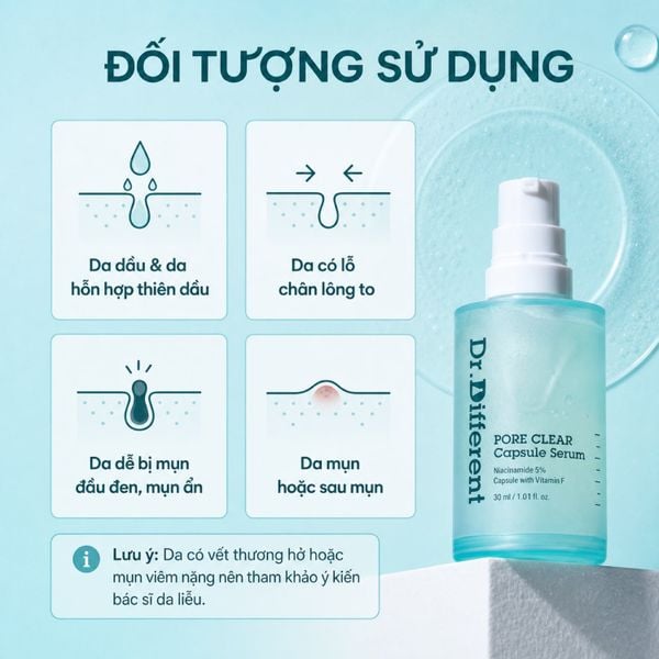 Tinh chất làm sáng da và điều tiết bã nhờn Dr.Different Pore Clear Capsule Serum