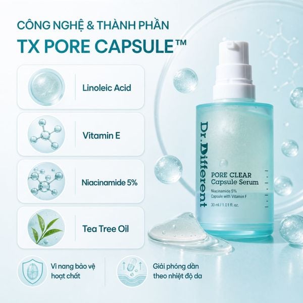 Tinh chất làm sáng da và điều tiết bã nhờn Dr.Different Pore Clear Capsule Serum