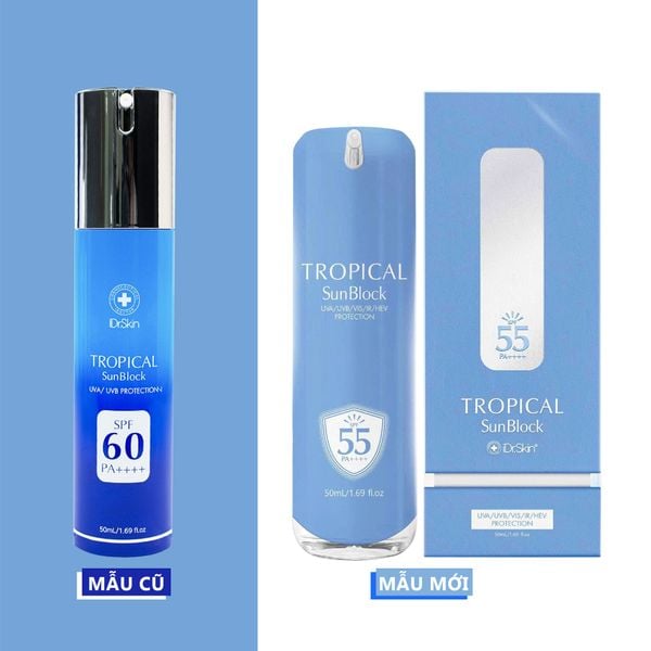 Kem chống nắng nâng tông vật lý phổ rộng iDr.Skin Tropical Sunblock SPF55 PA++++