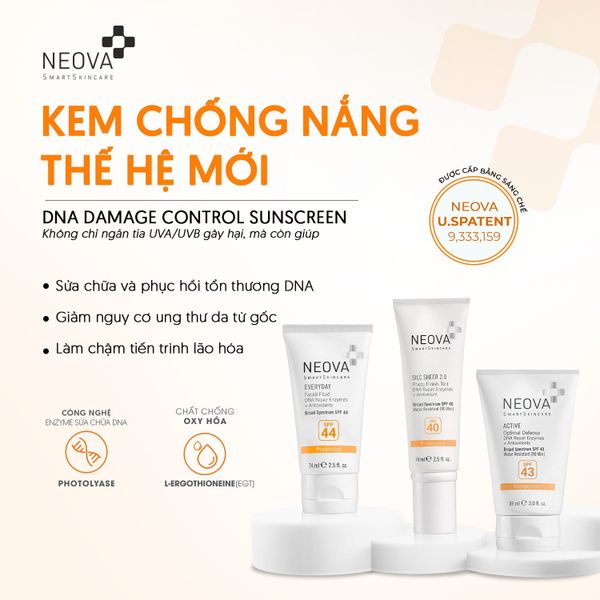 Kem chống nắng phổ rộng NEOVA Active Optimal Defense DNA Repair Enzymes + Antioxidant Broad Spectrum SPF 43