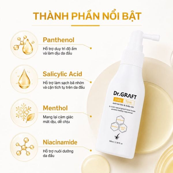 Xịt dưỡng da đầu giúp mọc tóc Dr.GRAFT Scalp Tonic