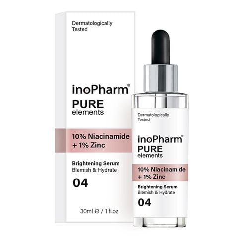 Tinh chất dưỡng ẩm, giảm mụn & sáng da InoPharm Pure Elements Facial Serum with 10% Niacinamide + 1% Zinc