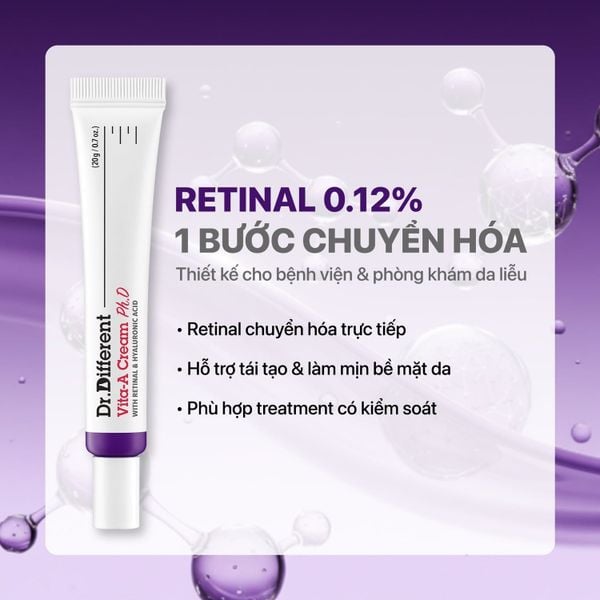 Kem dưỡng trẻ hoá, mờ nhăn chuyên biệt Dr.Different Vita-A Cream Ph.D