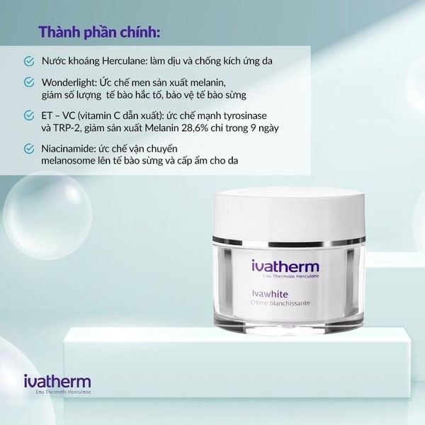Kem dưỡng mờ nám làm sáng da Ivatherm Ivawhite Whitening Cream