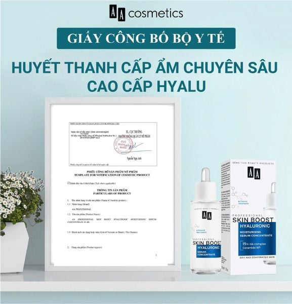 Serum cấp ẩm và căng mịn da AA COSMETICS Professional Skin Boost Hyaluronic Moisturizing Serum Concentrate