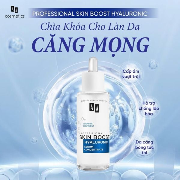 Serum cấp ẩm và căng mịn da AA COSMETICS Professional Skin Boost Hyaluronic Moisturizing Serum Concentrate