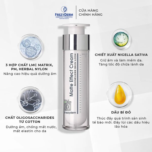 Kem kiềm dầu, làm mịn lỗ chân lông Frezyderm Matte Effect Cream