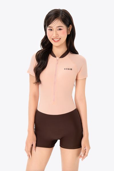  Đồ bơi nữ SOBIE liền thân tay ngắn kín đáo Floral 
