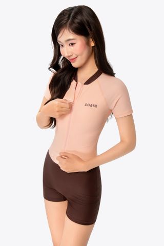  Đồ bơi nữ SOBIE liền thân tay ngắn kín đáo Floral 