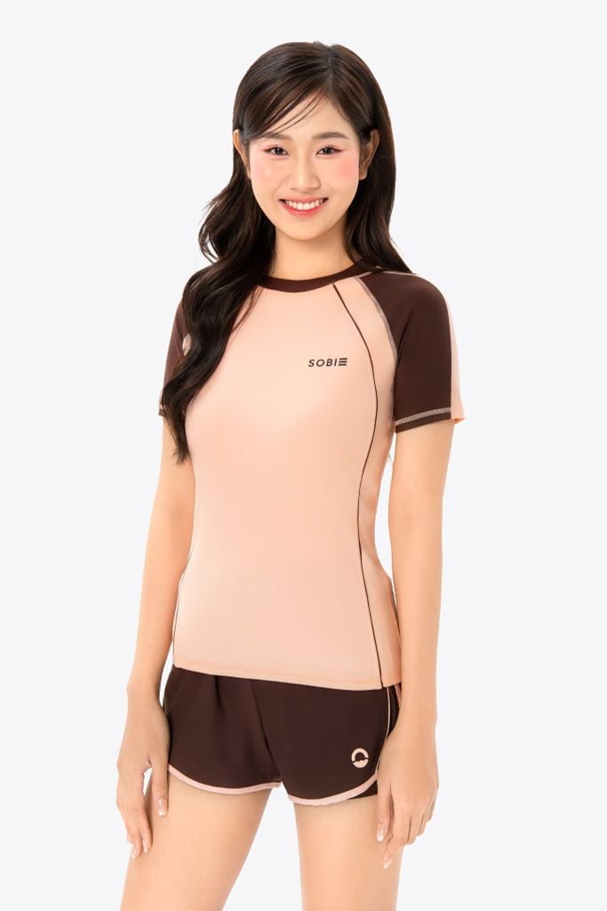 Áo bơi nữ SOBIE tay ngắn kín đáo Floral Chloe