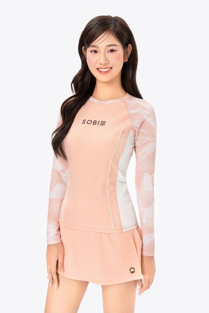 Áo bơi nữ SOBIE tay dài kín đáo chống nắng Floral Alice