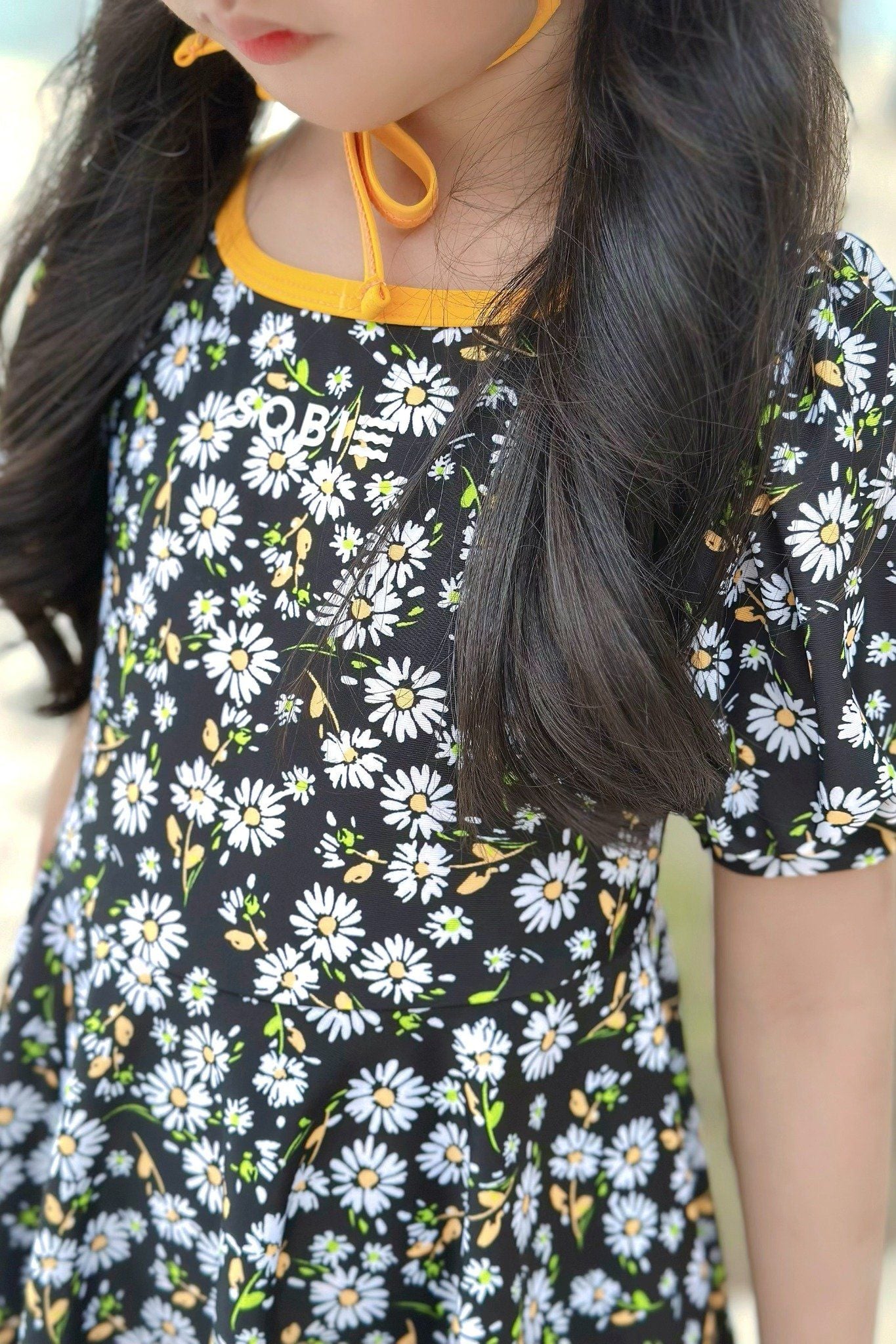 Đồ bơi một mảnh trẻ em kèm mũ chống nắng Cúc Hoạ Mi