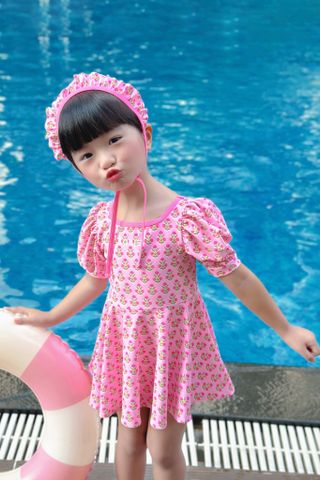  Đầm bơi một mảnh bé gái kèm mũ chống nắng Hoa Bé Xinh 