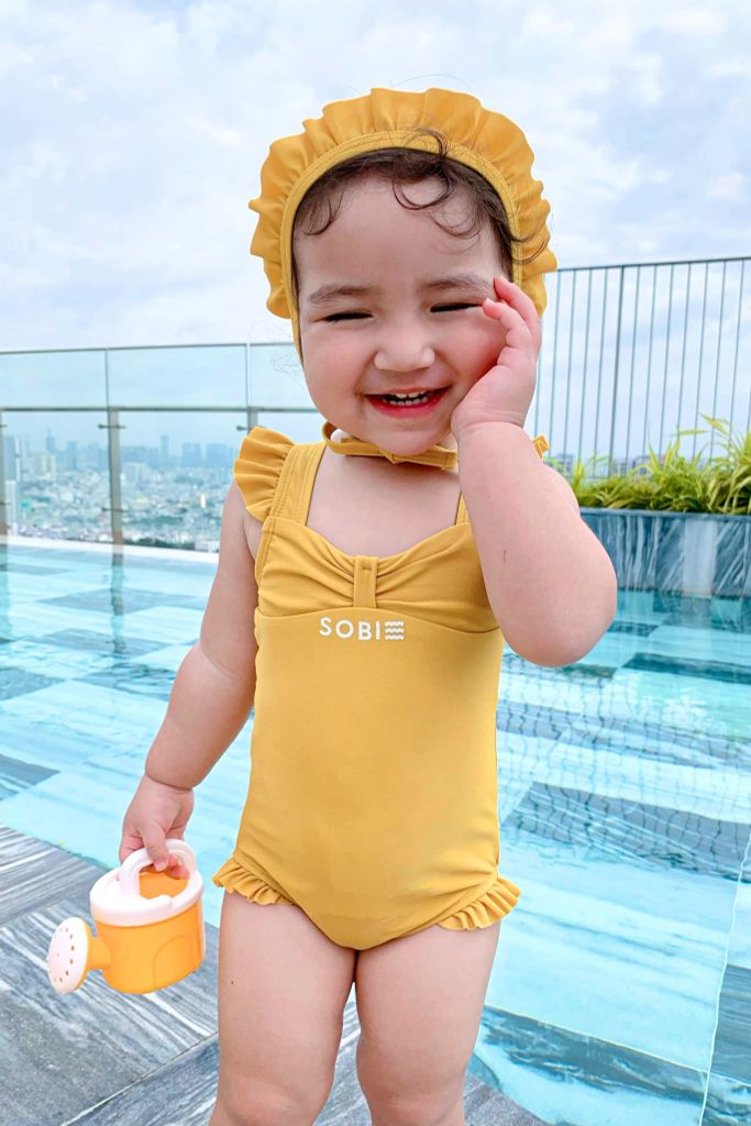 Đồ bơi một mảnh BABY kèm mũ chống nắng Mặt Trời Nhỏ, ảnh 2