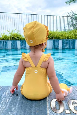  Đồ bơi một mảnh bé gái kèm mũ chống nắng Mặt Trời Nhỏ 