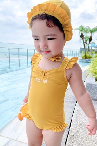  Đồ bơi một mảnh bé gái kèm mũ chống nắng Mặt Trời Nhỏ 