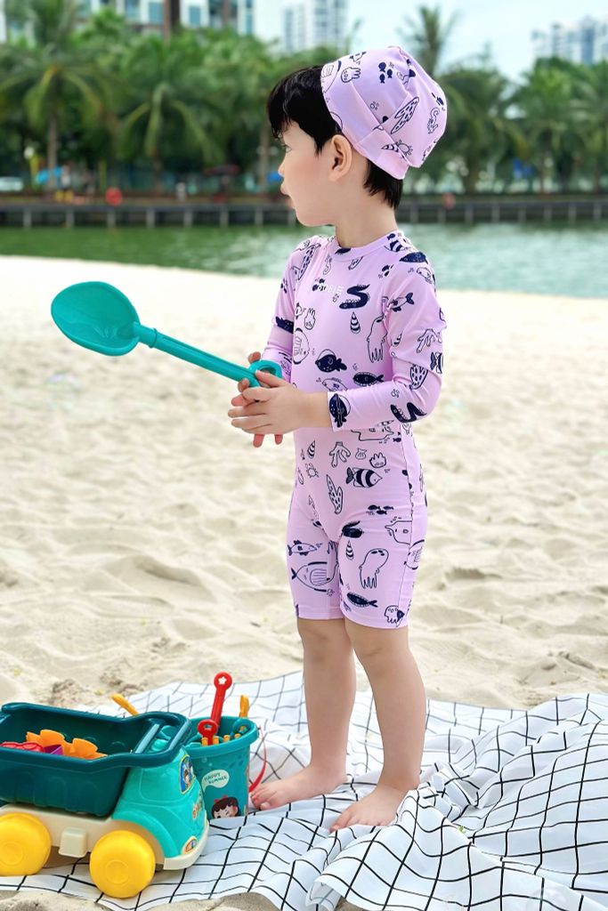 Đồ bơi liền thân BABY kèm mũ chống nắng Cá Nghịch Ngợm, ảnh 5