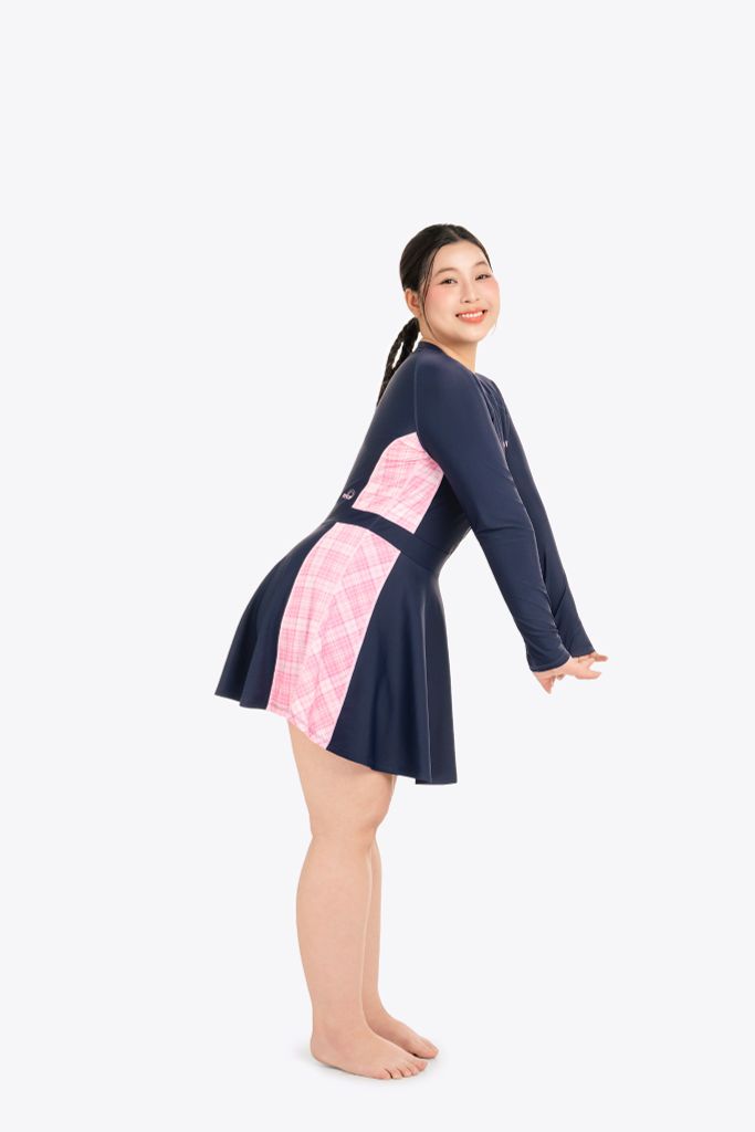 Đồ bơi nữ SOBIE liền thân váy tay dài chống nắng Chubby Faye — 5