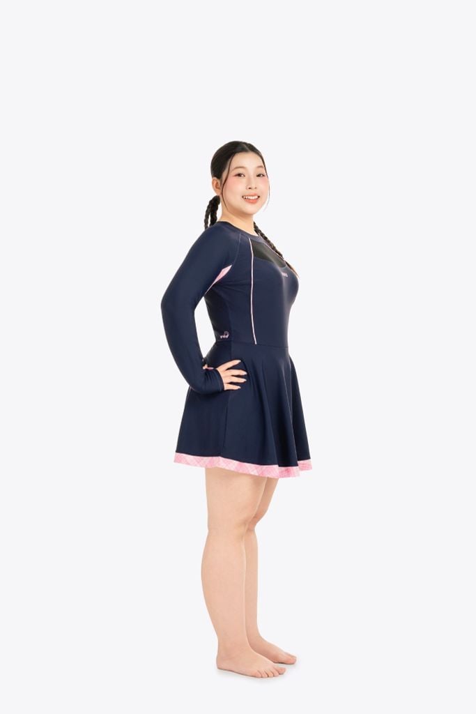 Đồ bơi nữ SOBIE liền thân váy tay dài chống nắng Chubby Sunny, ảnh 4