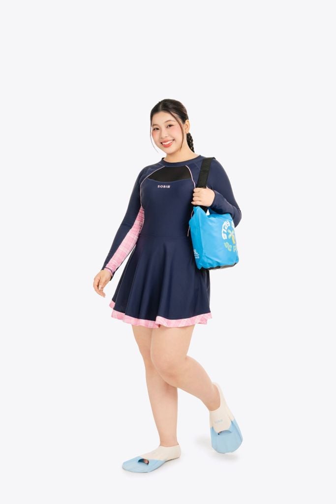 Đồ bơi nữ SOBIE liền thân váy tay dài chống nắng Chubby Sunny, ảnh 6
