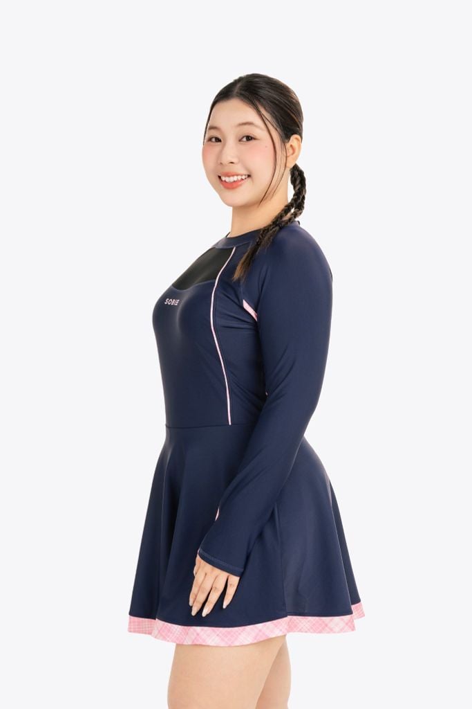 Đồ bơi nữ SOBIE liền thân váy tay dài chống nắng Chubby Sunny, ảnh 5