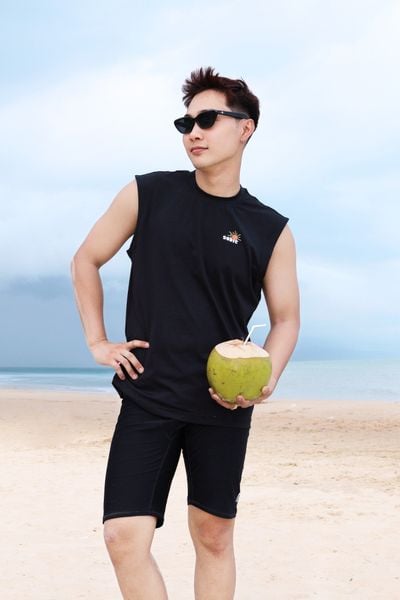 Áo thun đi biển Surfing Tank Summer Black 