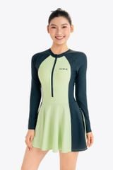 Đồ bơi nữ SOBIE liền thân váy tay dài chống nắng Sea Shore 1