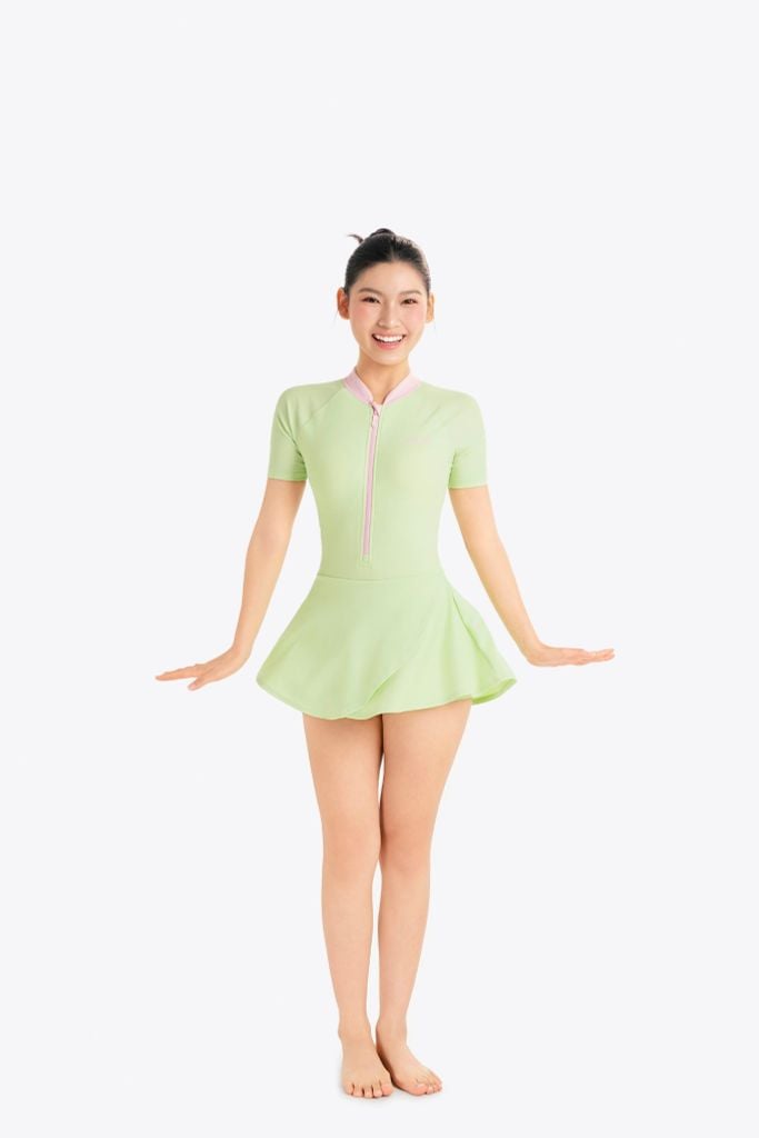 Đồ bơi nữ SOBIE liền thân váy tay ngắn kín đáo Sea Side, ảnh 3