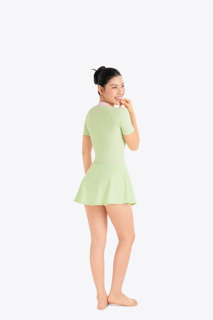 Đồ bơi nữ SOBIE liền thân váy tay ngắn kín đáo Sea Side, ảnh 6