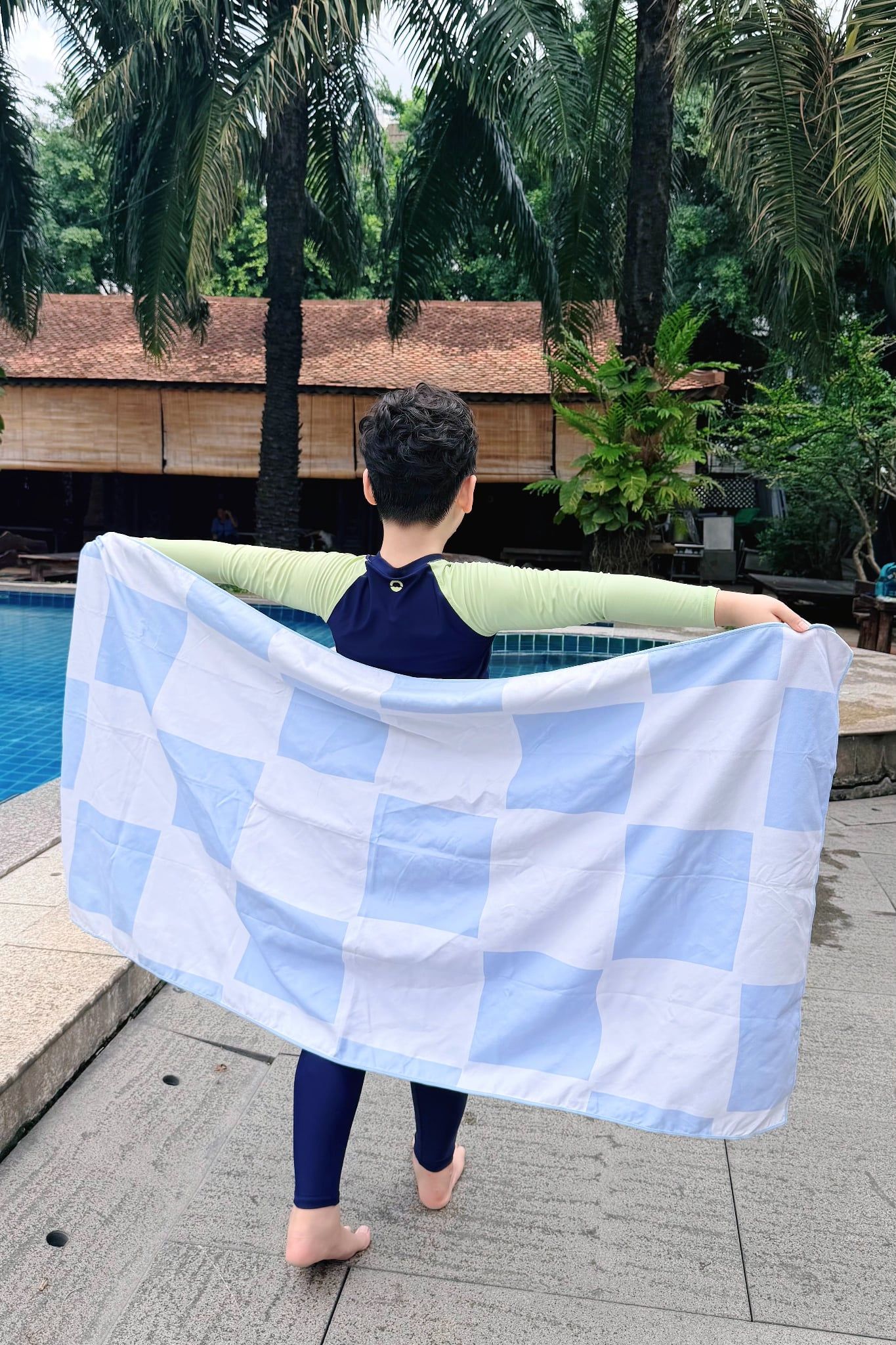 Khăn bơi Microfiber Caro Blue 70x140