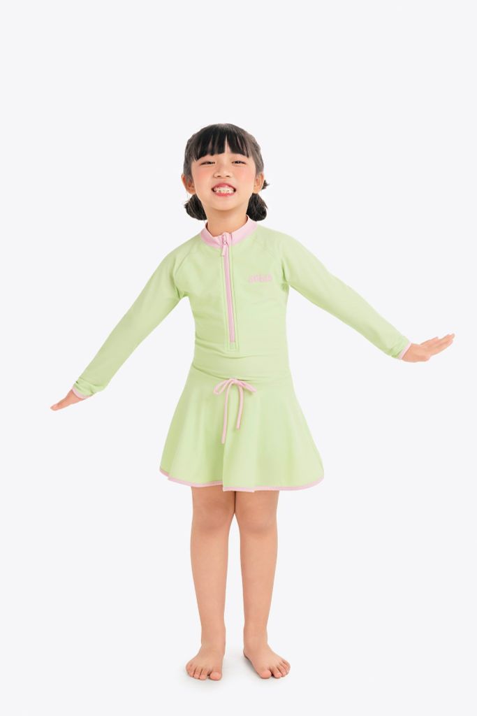 Đồ bơi bé gái SOBIE liền thân váy tay dài Sea Dottie, ảnh 2
