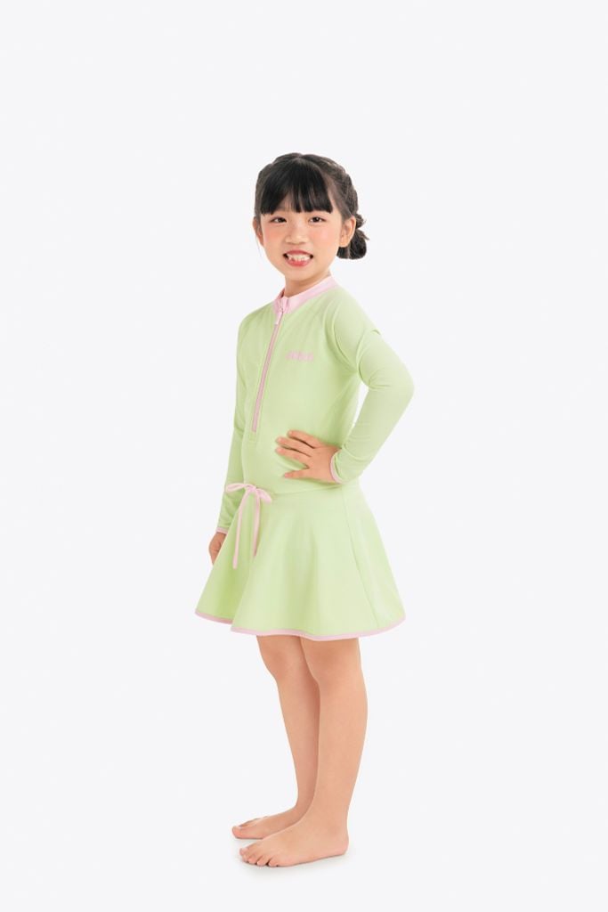 Đồ bơi bé gái SOBIE liền thân váy tay dài Sea Dottie, ảnh 3