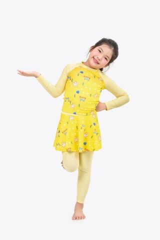  Đồ bơi trẻ em tay dài quần váy bé gái Bạn Cua Nhỏ 