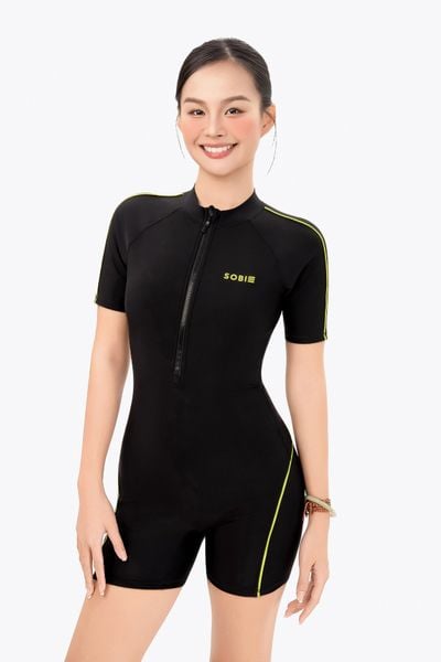  Đồ bơi nữ liền thân chuyên tập luyện Sotek™ Line half-body suit Green 