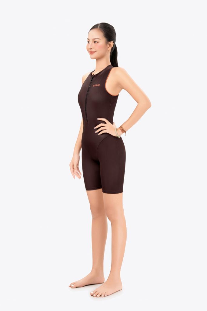 Đồ bơi nữ liền thân chuyên tập luyện Sotek™ Line Frontzip Body suite Orange — 3