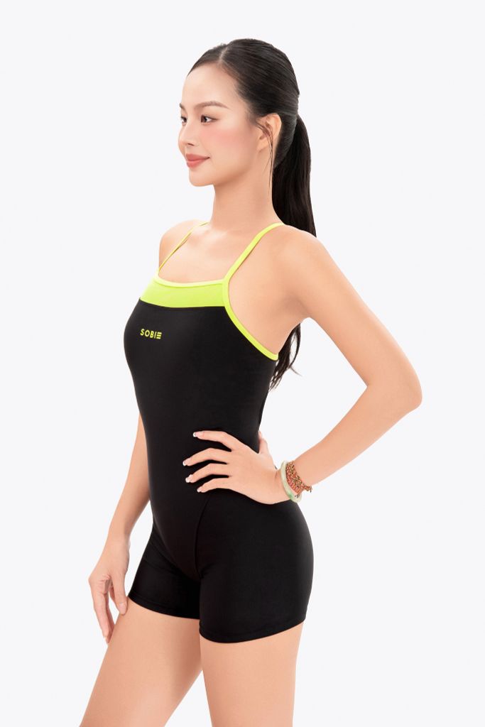 Đồ bơi nữ liền thân chuyên tập luyện Sotek™ Swimming Line Chest suit Green — 2