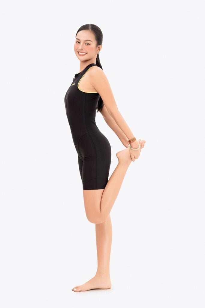 Đồ bơi nữ liền thân chuyên tập luyện Sotek™ Line Frontzip Body suite Green, ảnh 4
