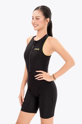  Đồ bơi nữ liền thân chuyên tập luyện Sotek™ Line Frontzip Body suite Green 