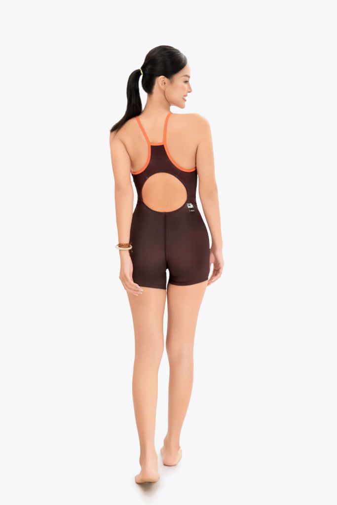 Đồ bơi nữ liền thân chuyên tập luyện Sotek™ Swimming Line Chest suit Orange, ảnh 5