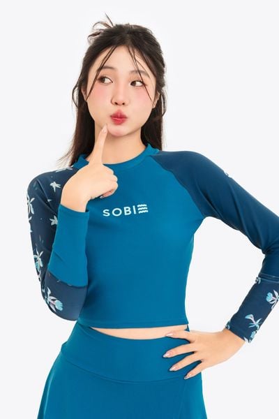  Áo bơi nữ croptop tay dài kín đáo và chống nắng Orchid Elara 