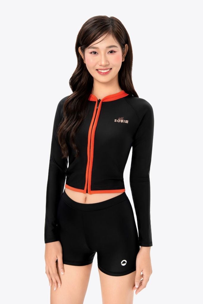 Áo bơi nữ SOBIE croptop tay dài chống nắng Floral Ivy
