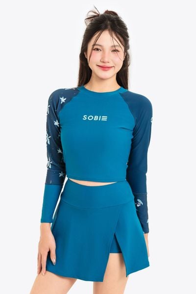  Áo bơi nữ croptop tay dài kín đáo và chống nắng Orchid Elara 