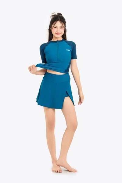  Áo bơi nữ tay ngắn khoá kéo kín đáo và chống nắng Orchid Lumi 