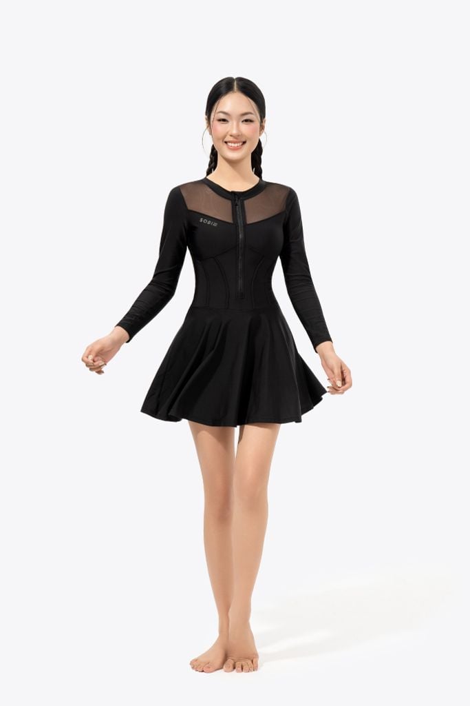 Đồ bơi nữ liền thân váy tay dài khoá kéo kín đáo và chống nắng Ori Desi — 2