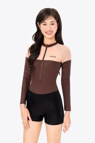  Đồ bơi nữ SOBIE liền thân tay dài chống nắng Floral Nora 